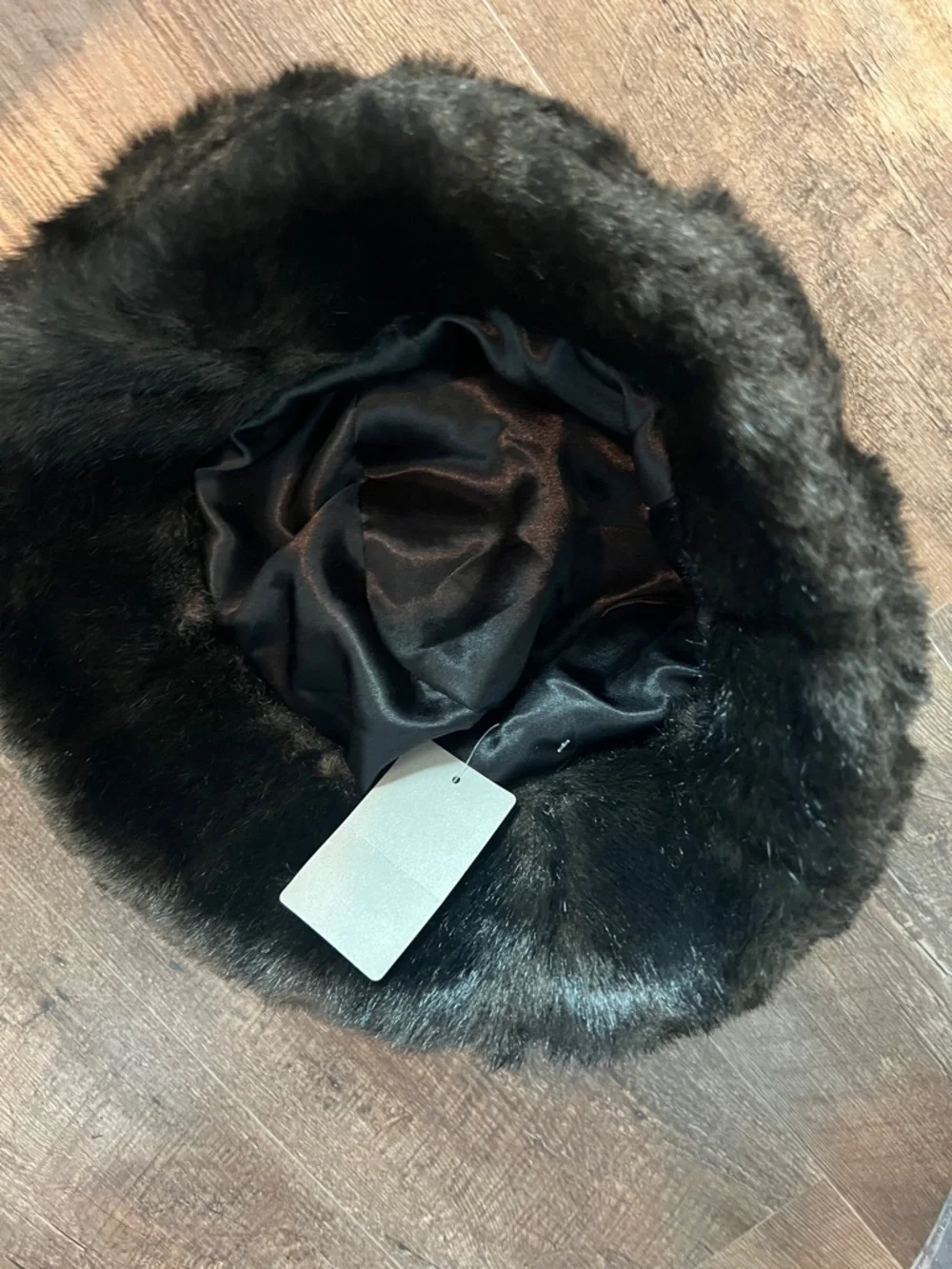Luxury Brown Black Faux Fur Bucket‎ Hat - Women